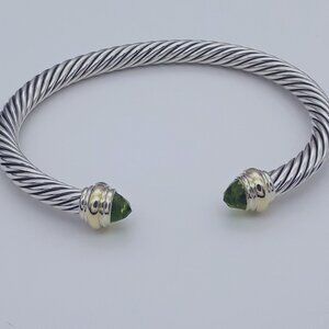 David Yurman 5mm Cable Classics Bracelet with Peridot & 14K Gold